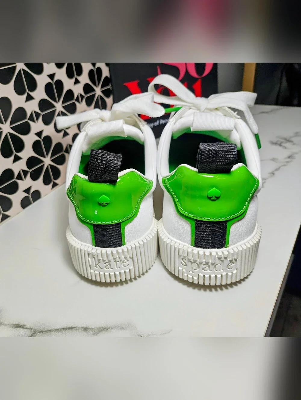 Kate Spade Kids White & Green Low-Top Sneakers